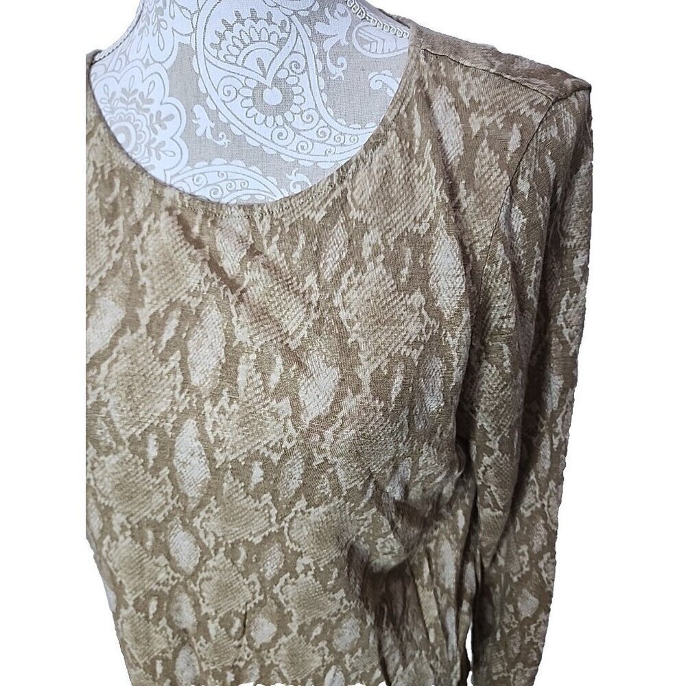 Lauren Ralph Lauren Tan Python Print Linen Knit Top Women's XL - Picture 2 of 7